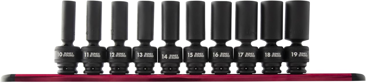 SUNEX TOOLS 3660 3/8-Inch Drive Deep Metric Universal Socket Impact Set, 10-Piece - Image 1