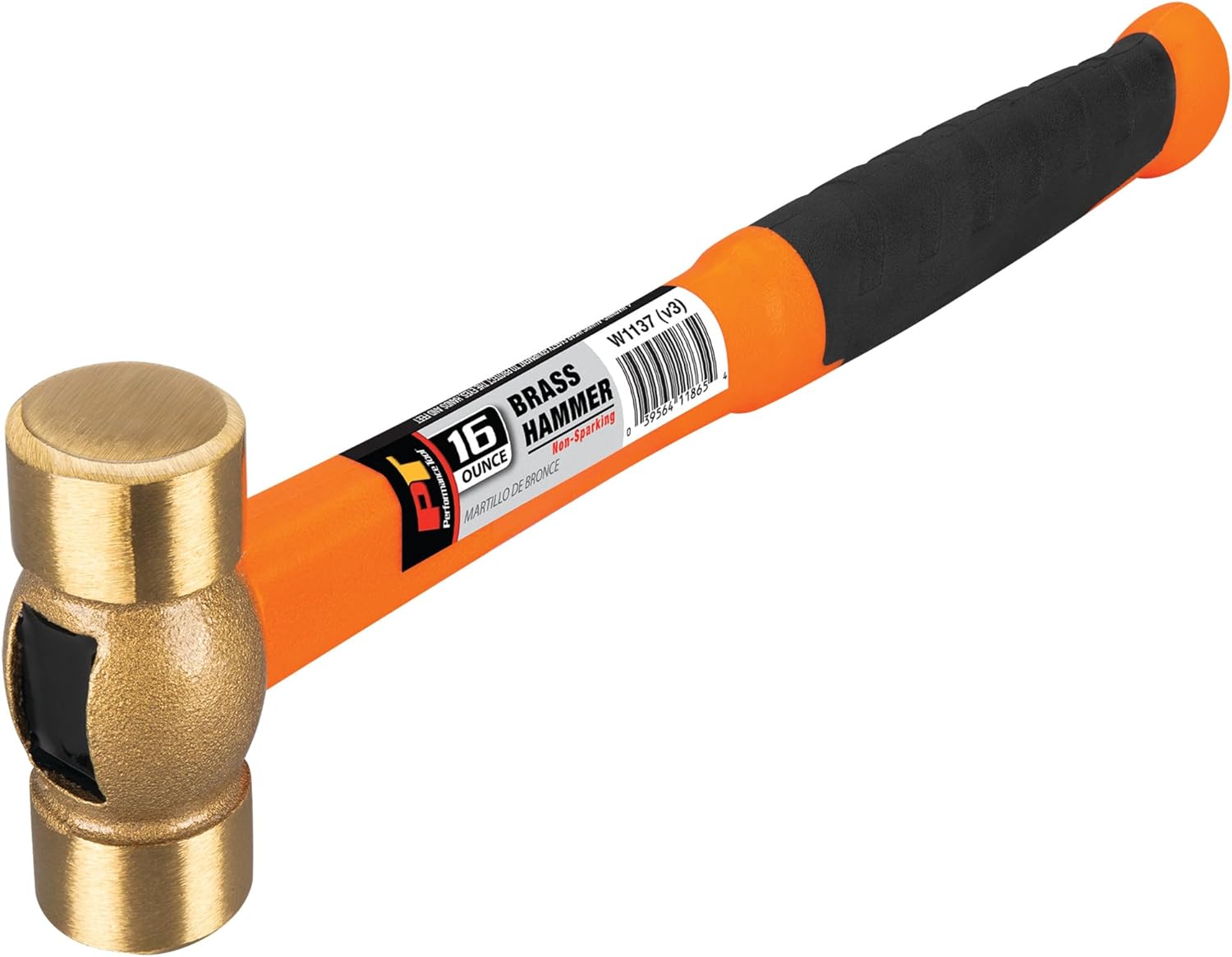 Performance Tool W1137 Solid Brass Hammer, 16 oz - Image 1