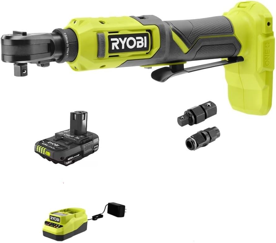Ryobi 18V Cordless Ratchet Multi-Size 3/8 in. and 1/4 in. Kit with 1.5 Ah Battery and Charger (PCL280K1) - Image 1