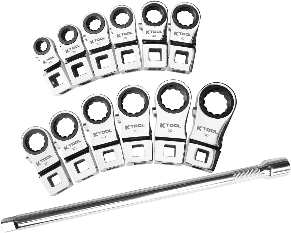 K Tool International Ratcheting Crowfoot Wrench Set Metric 13 Piece 3/8 Inch Drive 72 Tooth - Image 1