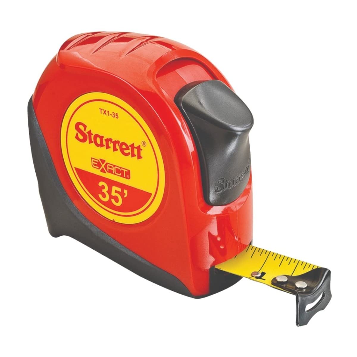 Starrett Exact Retractable Imperial Pocket Tape Measure with Nylon Coating, Self Adjusting End Hook, and Steel Belt Clip - 1" Width, 35' Length - KTX1-35-N - Image 1