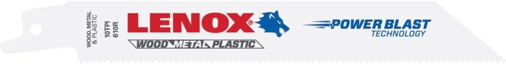 LENOX Tools General Purpose Reciprocating Saw Blade with Power Blast Technology, Bi-Metal, 6-inch, 10 TPI, 25/PK - Image 1