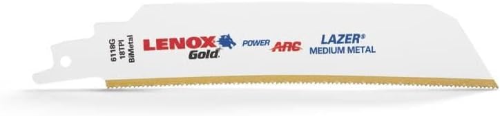 LENOX Tools 210956118GR Gold Power Arc Reciprocating Saw Blade, For Medium Metal Cutting, 6-inch, 18 TPI, 5-Pack - Image 1