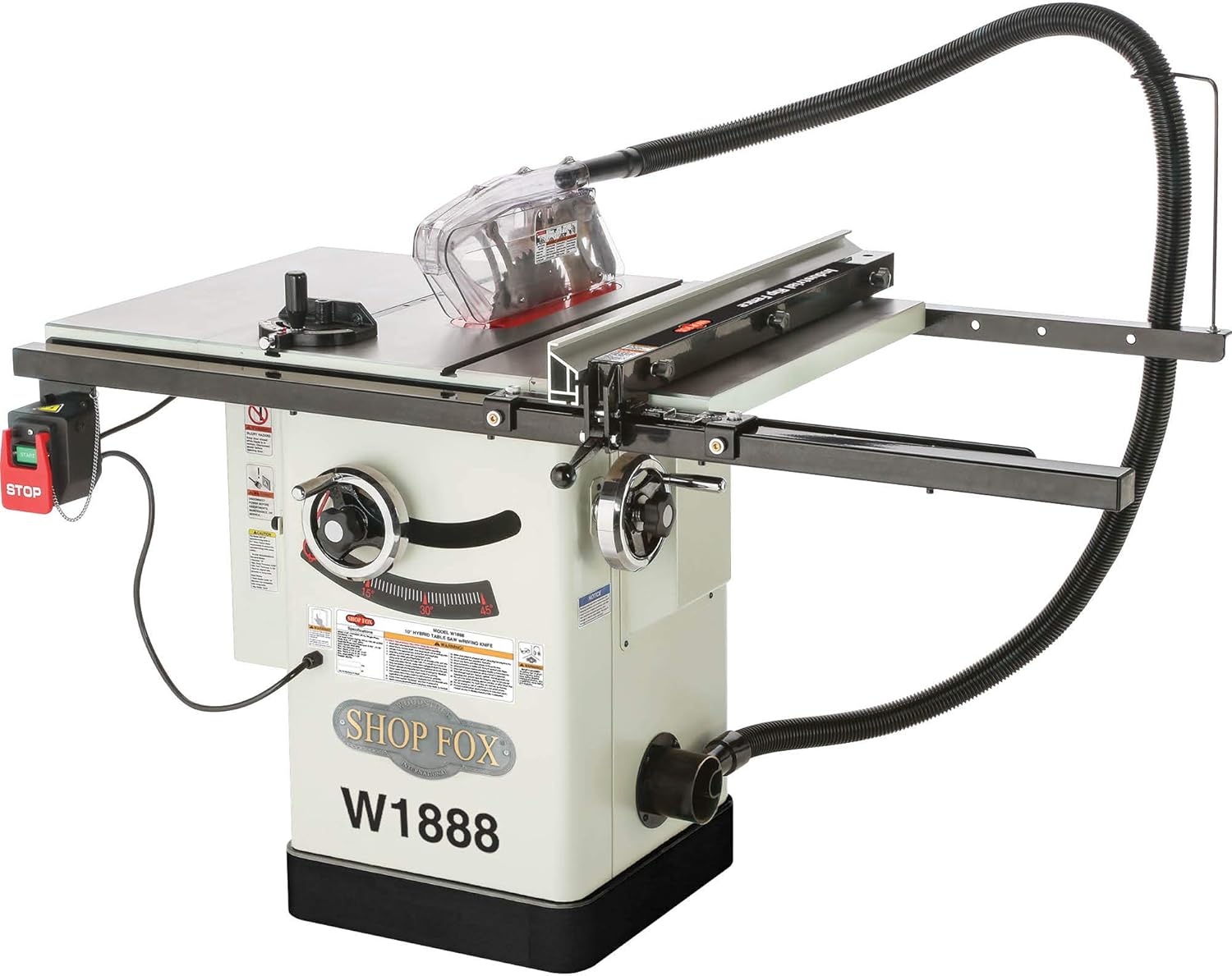 Shop Fox W1888 10" Hybrid Table Saw With Riving Knife, White - Image 1