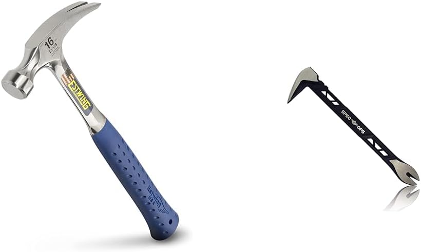 Estwing 16oz Rip Claw Hammer & Spec Ops 10" Nail Puller Cats Paw Pry Bar Bundle - Image 1