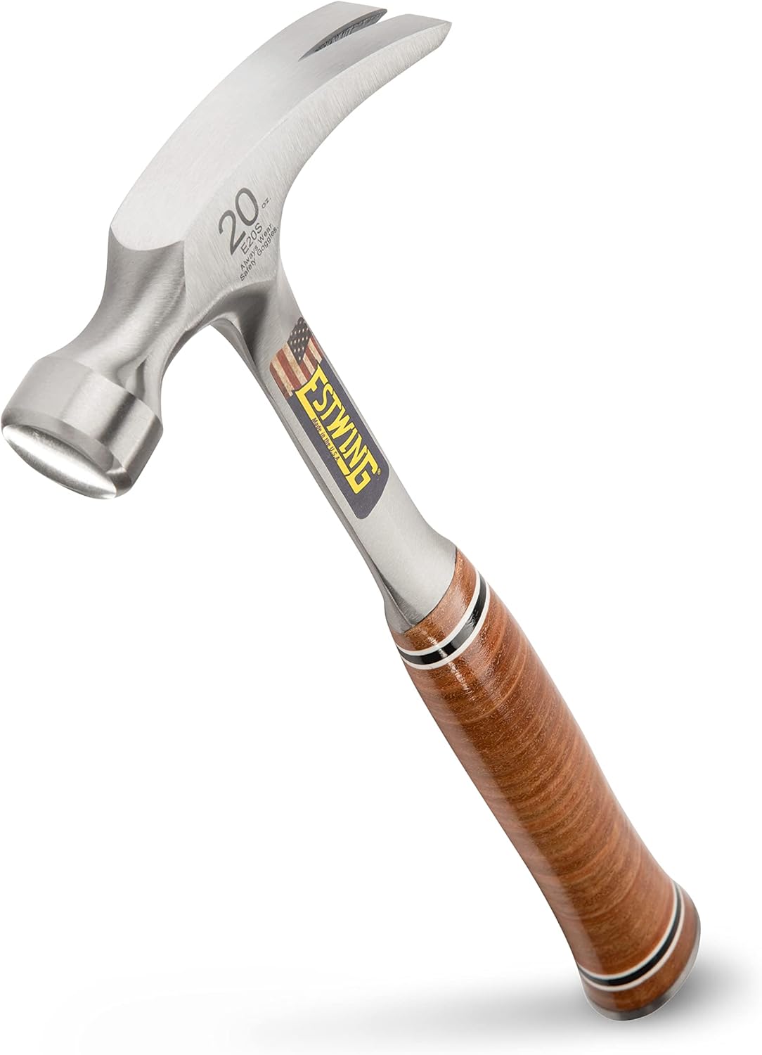 Estwing Hammer - 20 oz Straight Rip Claw with Smooth Face & Genuine Leather Grip - E20S - Image 1