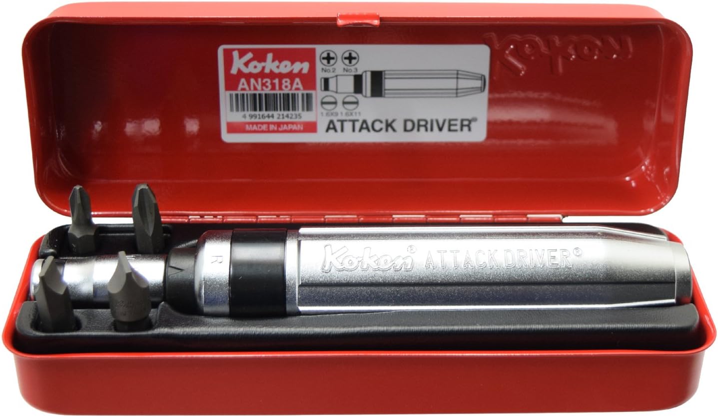 Ko-ken AN318A 3/8 Sq. Dr. Attack Driver Set Rubber Grip 6 pieces - Image 1