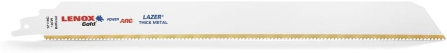 LENOX Tools 2110012110GR Gold Power Arc Reciprocating Saw Blade, For Thick Metal Cutting, 12-inch, 10 TPI, 5-Pack - Image 1