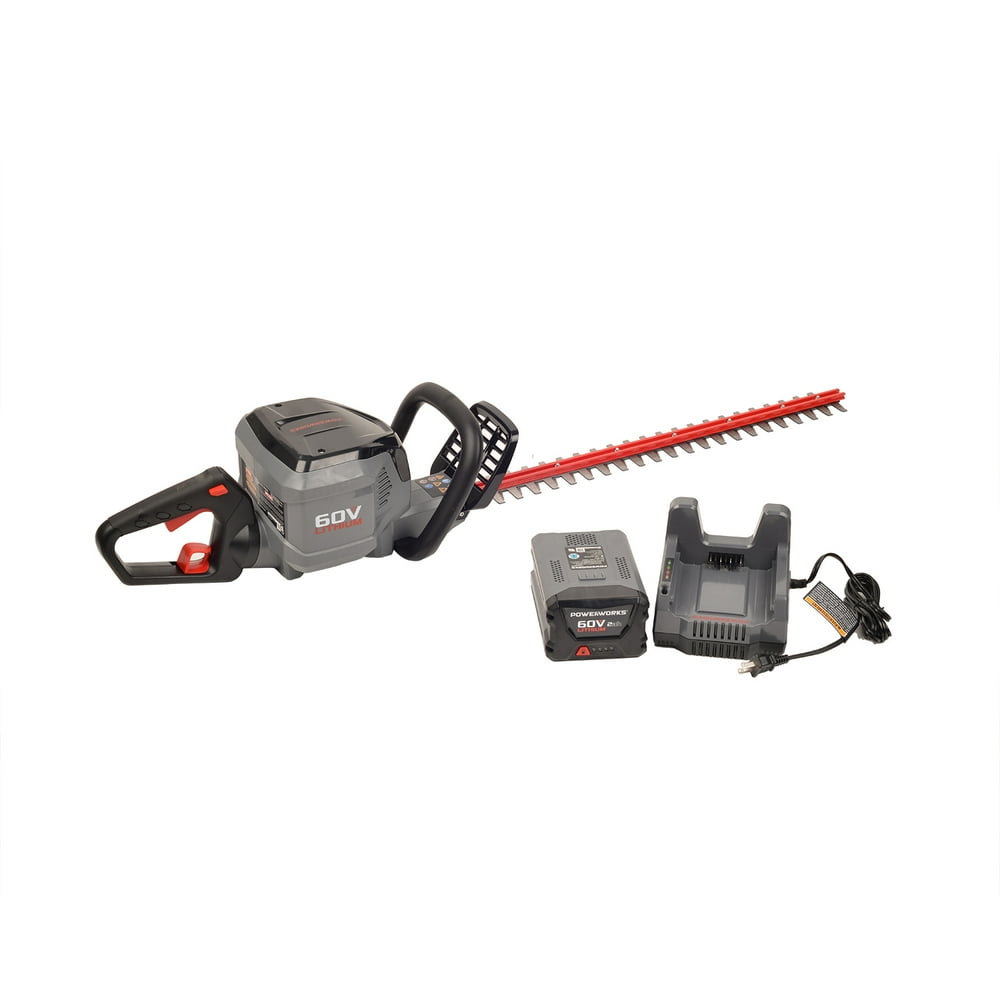 Powerworks 60V 24-inch Brushed Hedge Trimmer, 2Ah Battery and Charger Included, 2202113 - Image 1