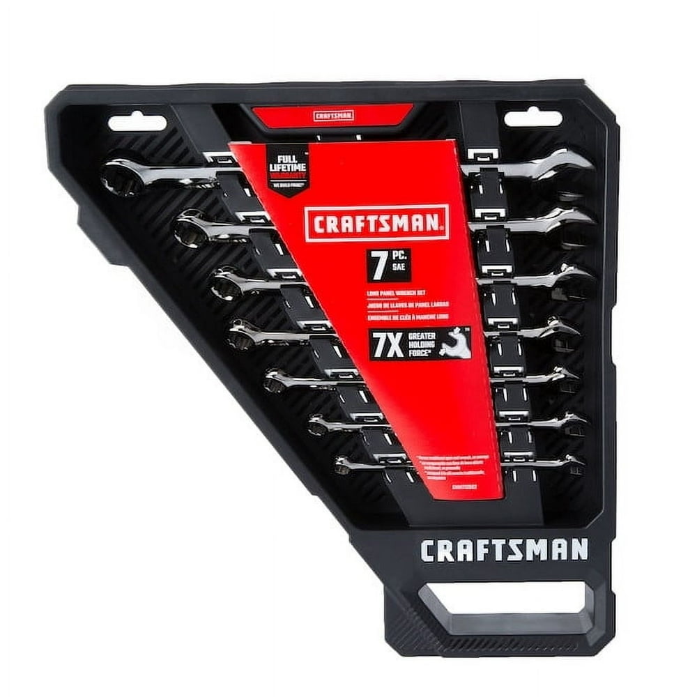 CRAFTSMAN,12-Point Standard SAE Gunmetal Chrome Combination Wrench 7 Piece - Image 1