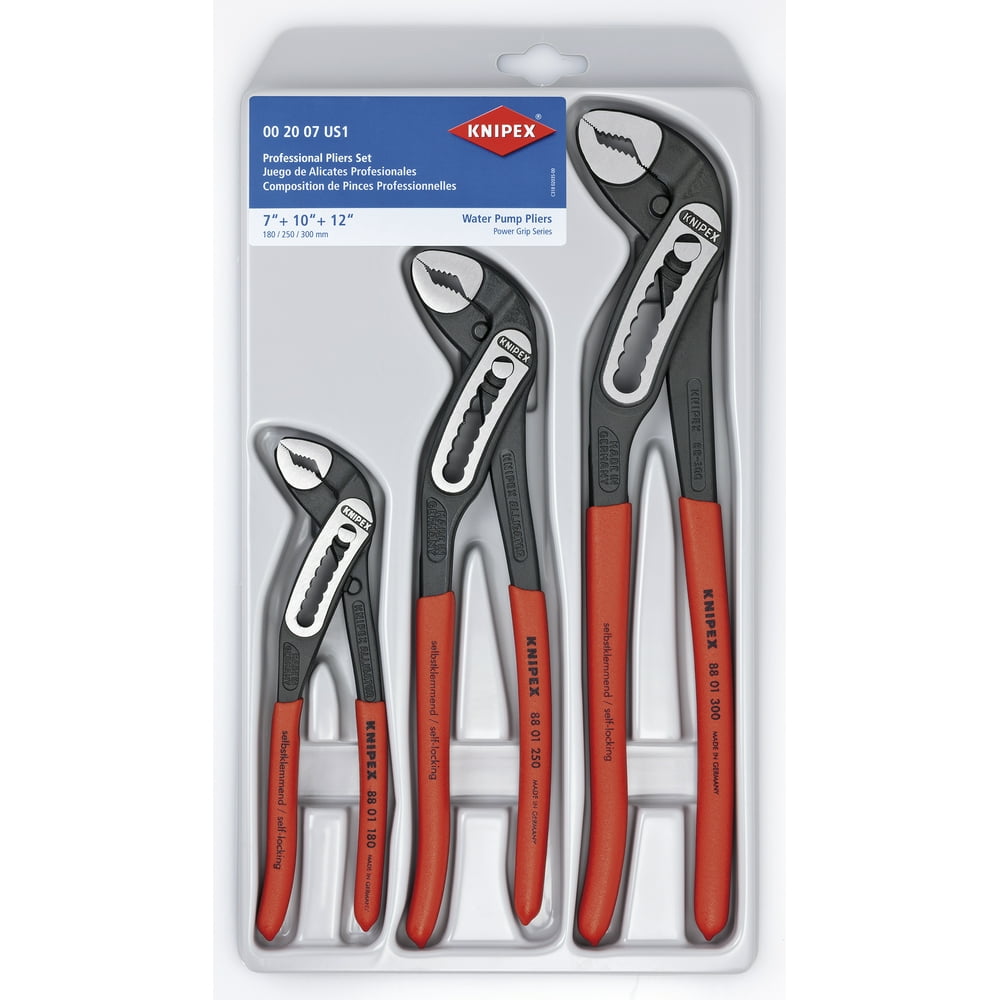 KNIPEX Tools 00 20 07 US1, Alligator Pliers 7, 10, and 12-Inch Set, 3-Piece - Image 1