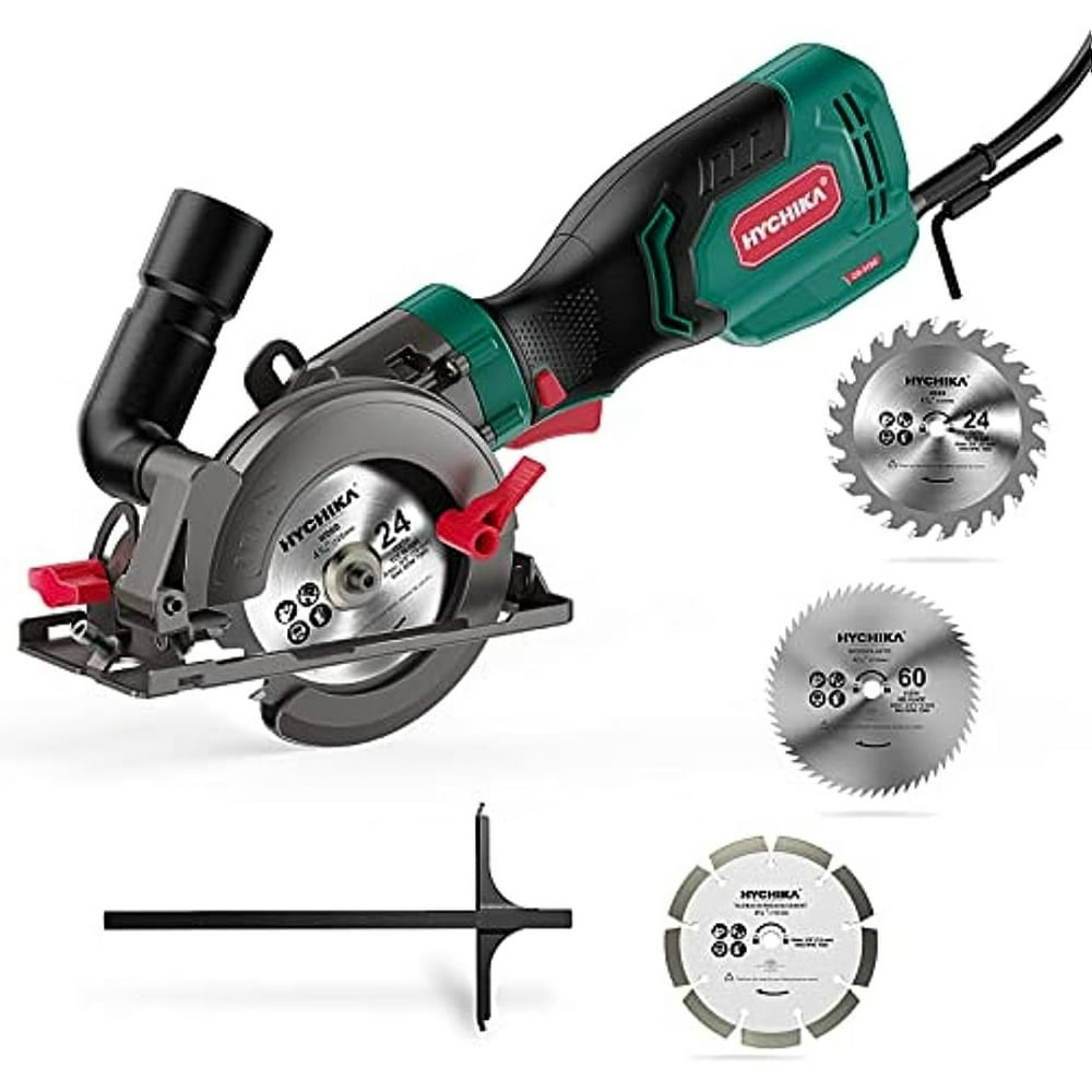 Mini Circular Saw HYCHIKA 6.2 Amp Compact Circular Saw with Three Blades (4-1/2”) - Image 1