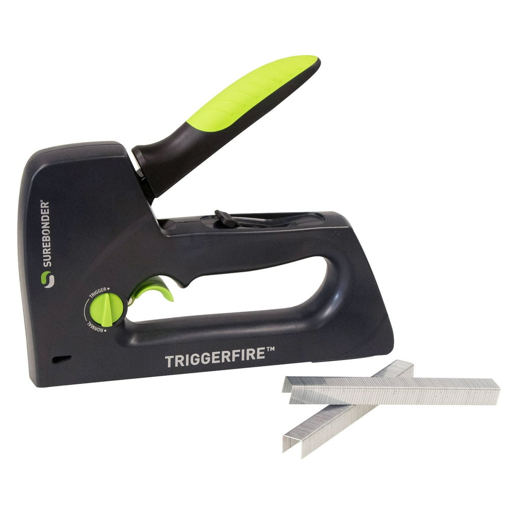 Surebonder TRIGGERFIRE Staple Gun Kit with 720 Staples Included - 2 Strips of Each Size 1/4", 5/16", 3/8", and 9/16" - Great for DIY, Upholstery, Insulation, Woodworking, Home Repair, Carpeting - Image 1