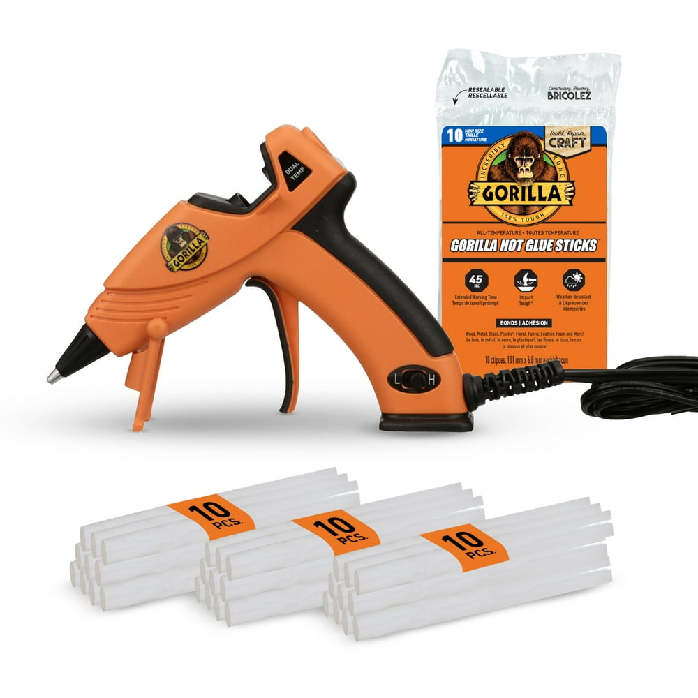 Gorilla Mini Hot Glue Gun Kit (Pack of 1 Mini Hot Glue Gun and 30 Sticks) - Dual Temp, Precision Nozzle, and Easy Squeeze Trigger - Image 1