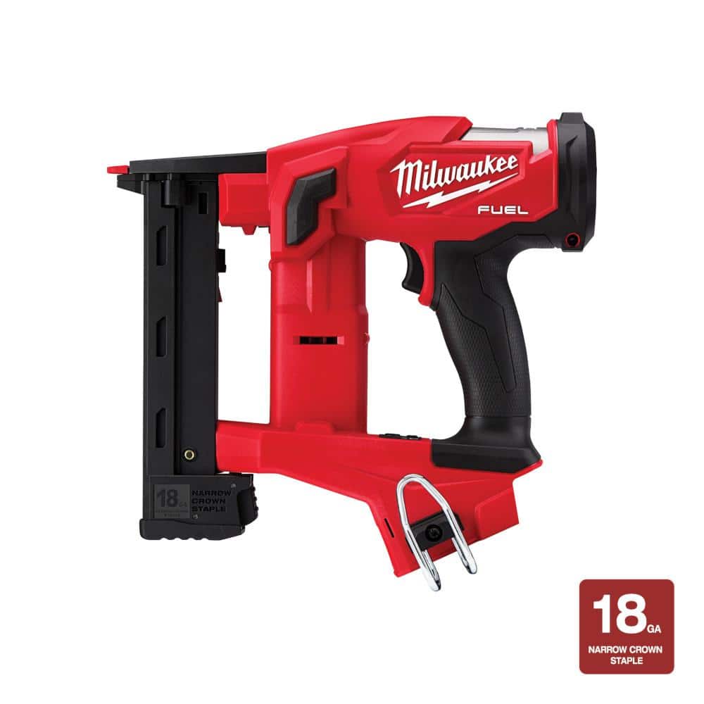 M18 FUEL 18V Lith-Ion Brushless Cordless 18-Gauge 1/4 in. Narrow Crown Stapler w/ Router & Impact Driver - Image 1