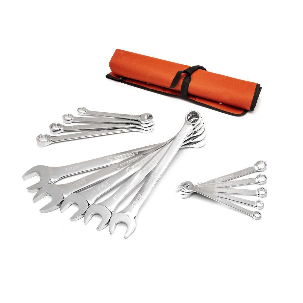 Crescent 14 Piece 12 Point SAE Combination Wrench Set with Tool Roll - CCWS4-05 - Image 1