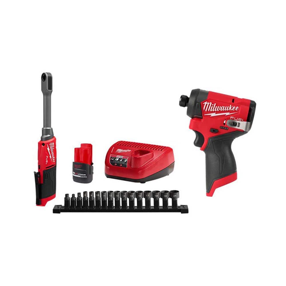 M12 FUEL 12V Lithium-Ion 3/8 in. & 1/4 in. Brushless Compact Cordless Ratchet with Impact Driver - Image 1
