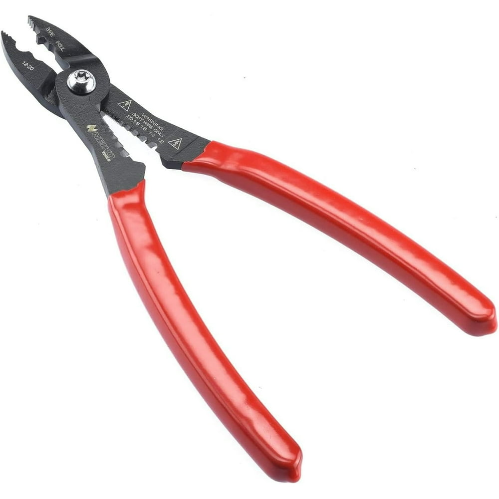 NEIKO 02037A Compact Wire Stripper | 4-in-1 Multipurpose Electricians Pliers | Wire Crimper, Cutter and Gripper | 12-20 AWG Wire Service Tool | Crimps Insulated & Non-Insulated | Electrical Stripping - Image 1