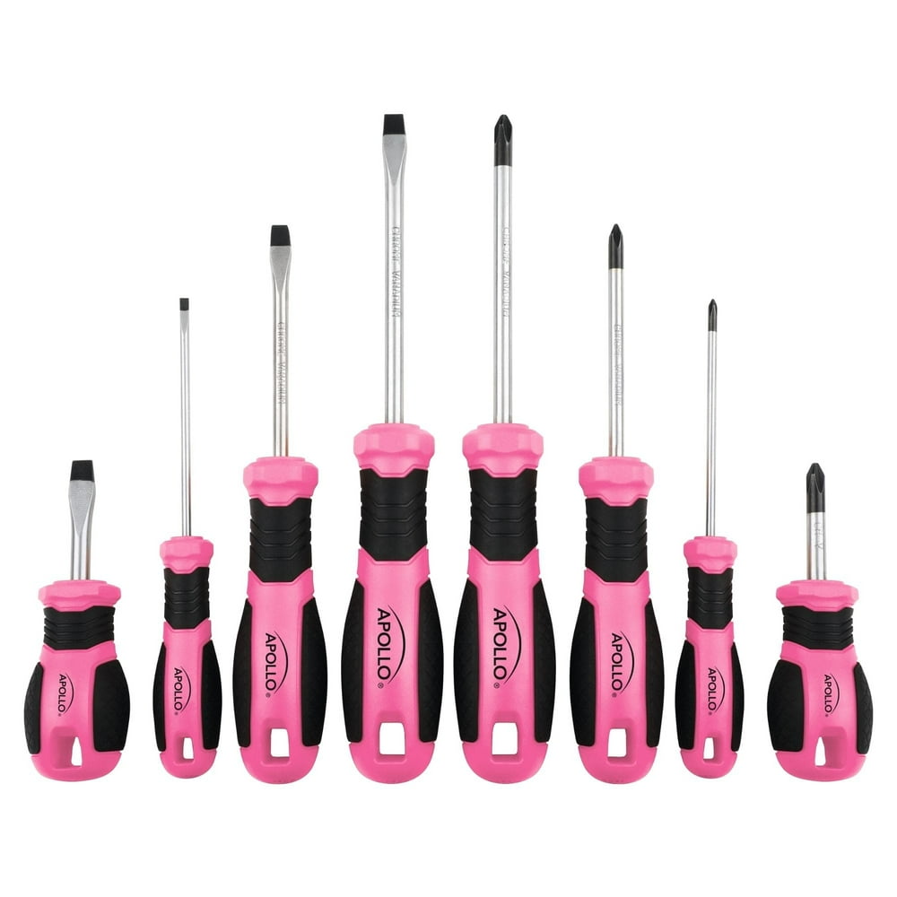 Apollo Tools 8 Pink Essential Screwdriver Set DT5018P - Image 1