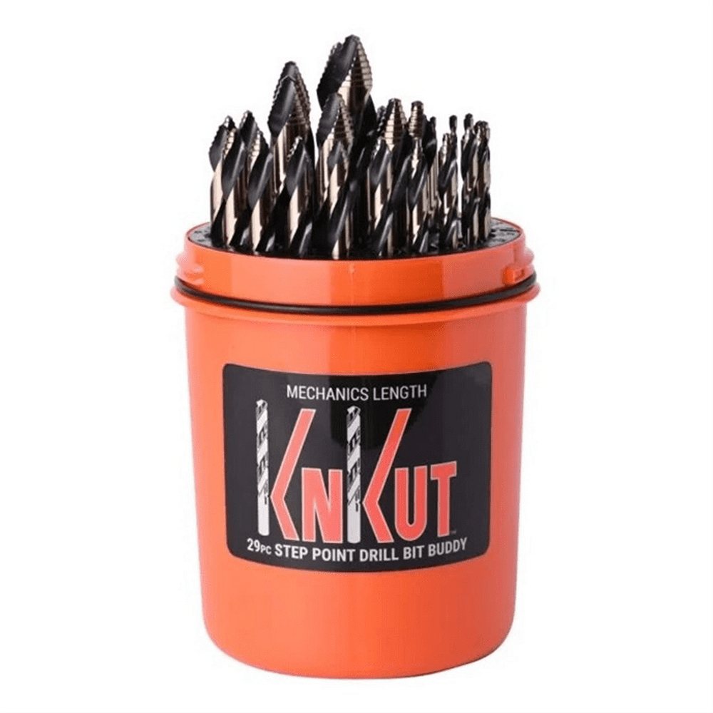 KnKut KnKut 29 Piece Drill Buddy Mechanics Length Step Point Drill Bit Set 1/16"-1/2" by 64ths - Image 1