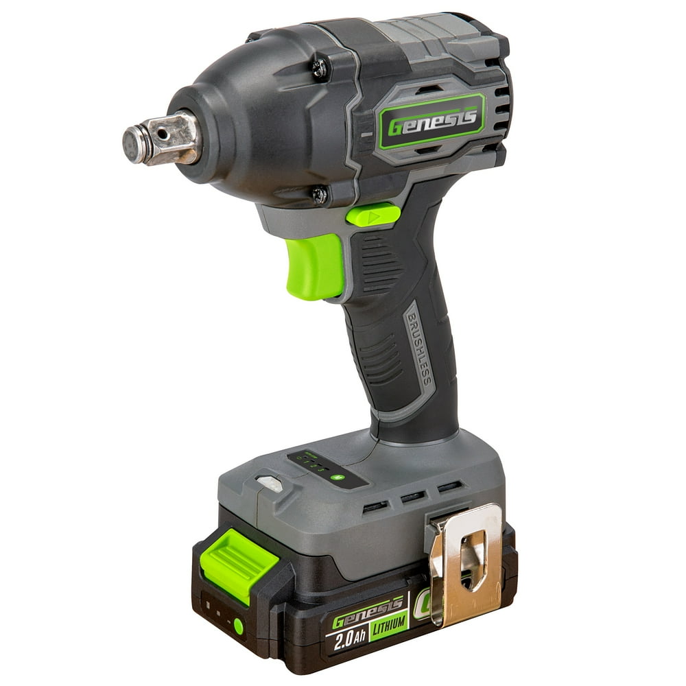 Genesis G20MAX 20V Brushless 1/2" Impact Wrench, 3 Speed, 400 ft-lbs torque, Auto Stop feature, with 2.0Ah Battery and Charger GLIW2012BH - Image 1