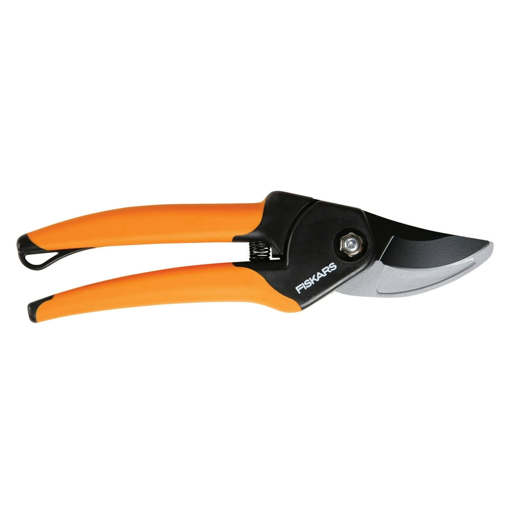 Fiskars 5/8" Bypass Pruner Garden Tool with Steel Blade and Soft Grip Handle, Black and Orange - Image 1