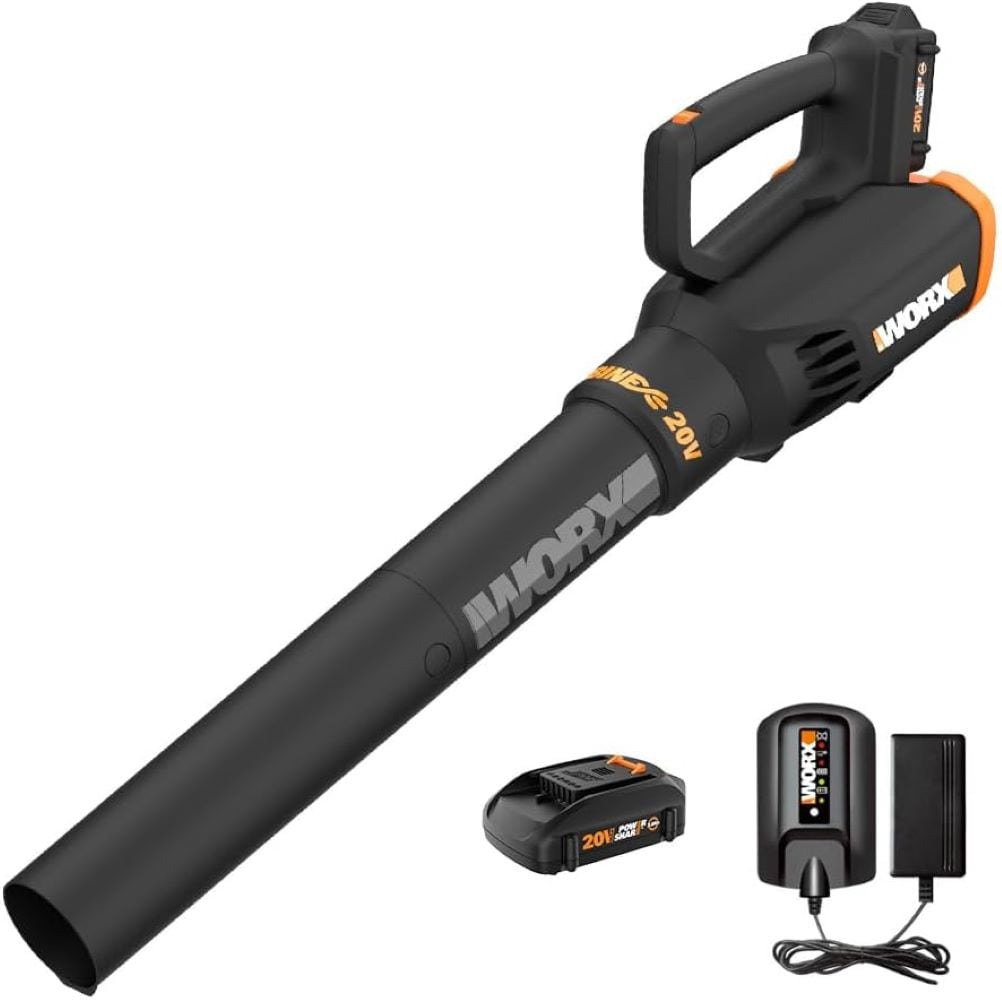 WORX Power Share TURBINE 20v 360-CFM 75-MPH Cordless Battery Handheld Leaf Blower with (1) 20v 2-Ah Battery and Charger Included - Image 1