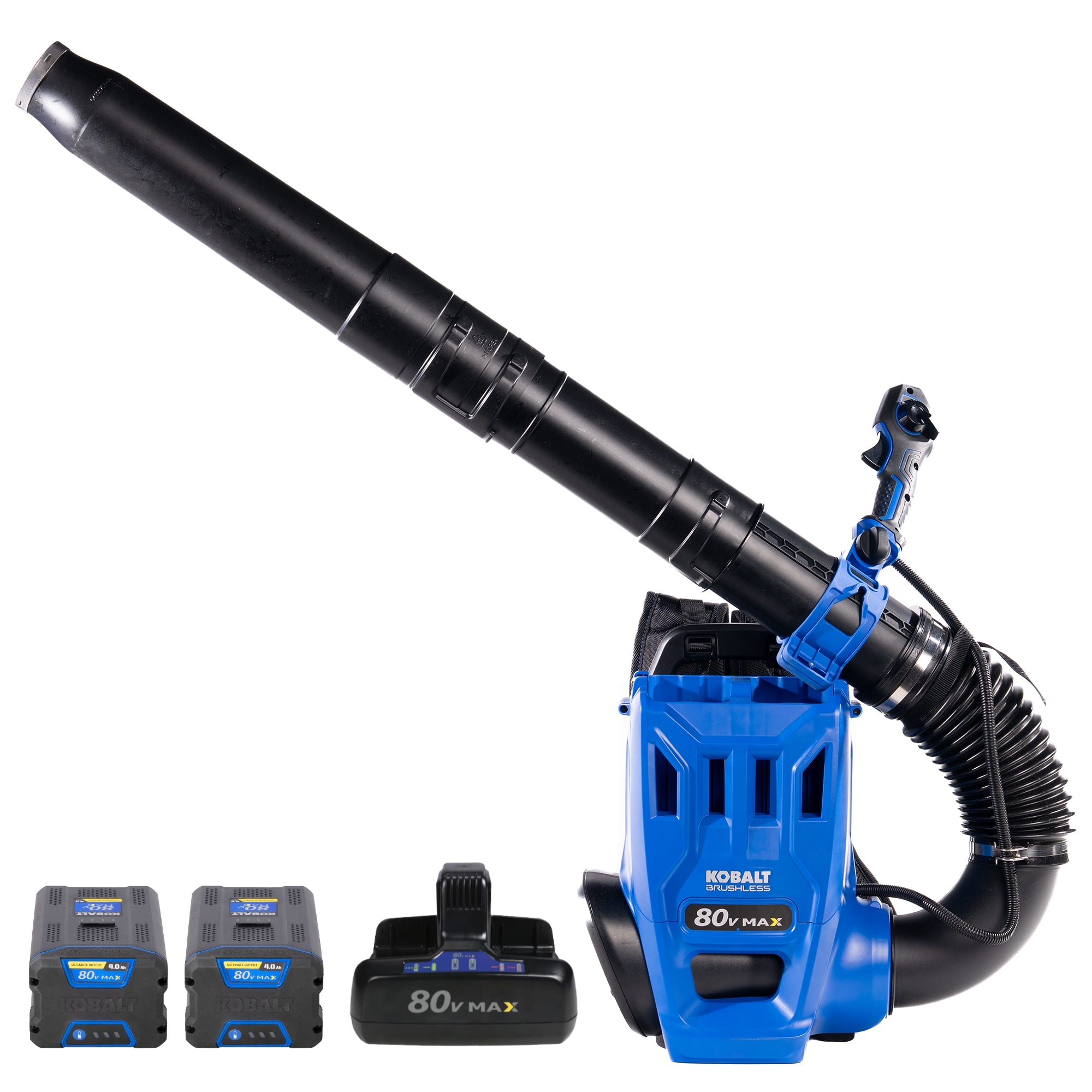 Kobalt Dual Port 80v 850-CFM 210-MPH Cordless Battery Backpack Leaf Blower with (2) 4-Ah Batteries and Charger Included - Image 1