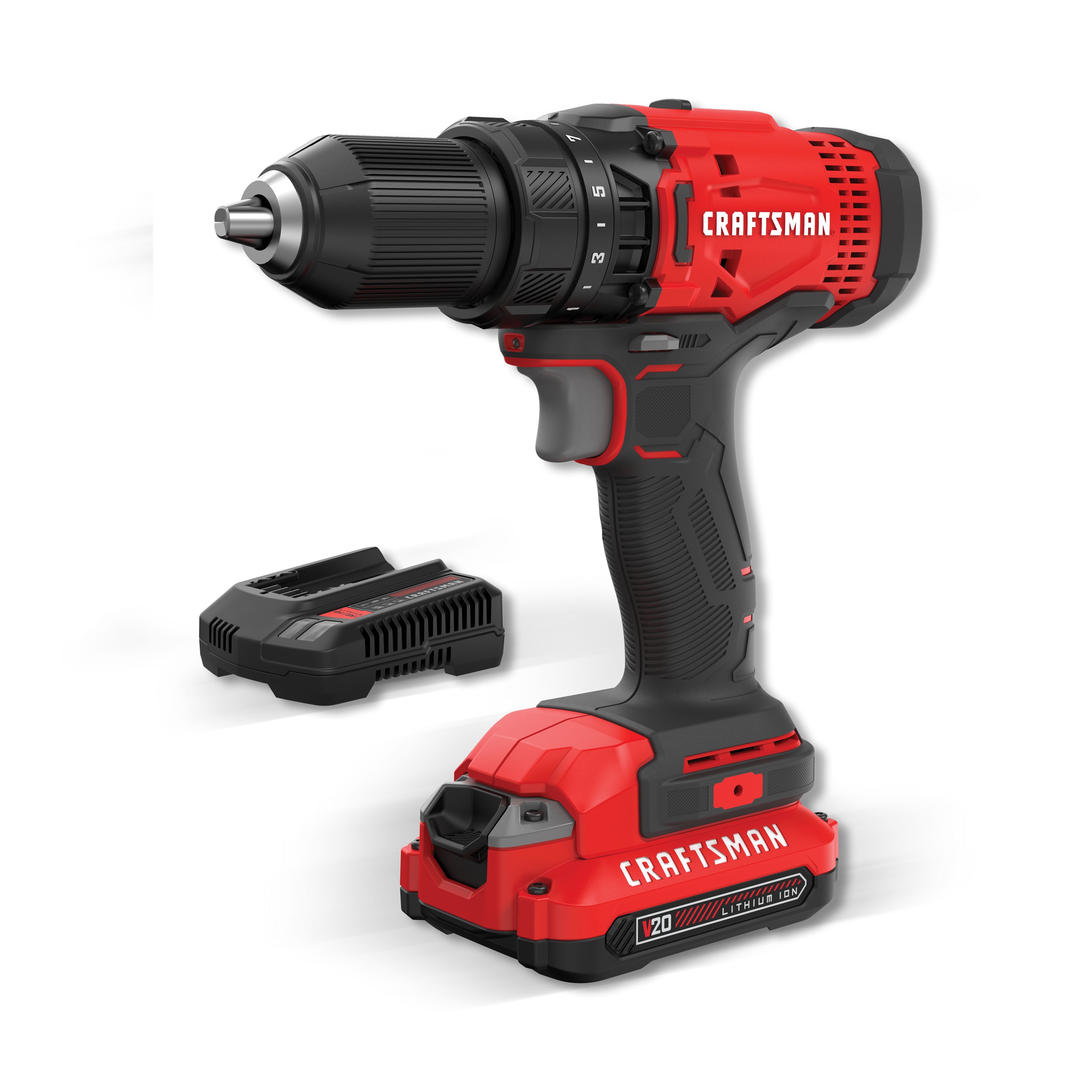 CRAFTSMAN V20 Cordless Drill/Driver Kit, 1/2 inch, Battery and Charger Included (CMCD700C1) - Image 1