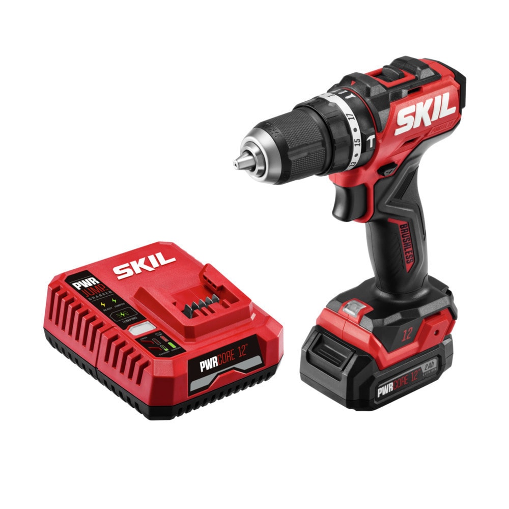SKIL PWR CORE 12 Brushless 12V 1/2 In. Compact 3-In-1 Varible-Speed Hammer Drill Kit with 1/2'' Keyless Ratcheting Chuck & LED Worklight Includes 2.0Ah Battery and PWR JUMP Charger - HD6290A-10 - Image 1