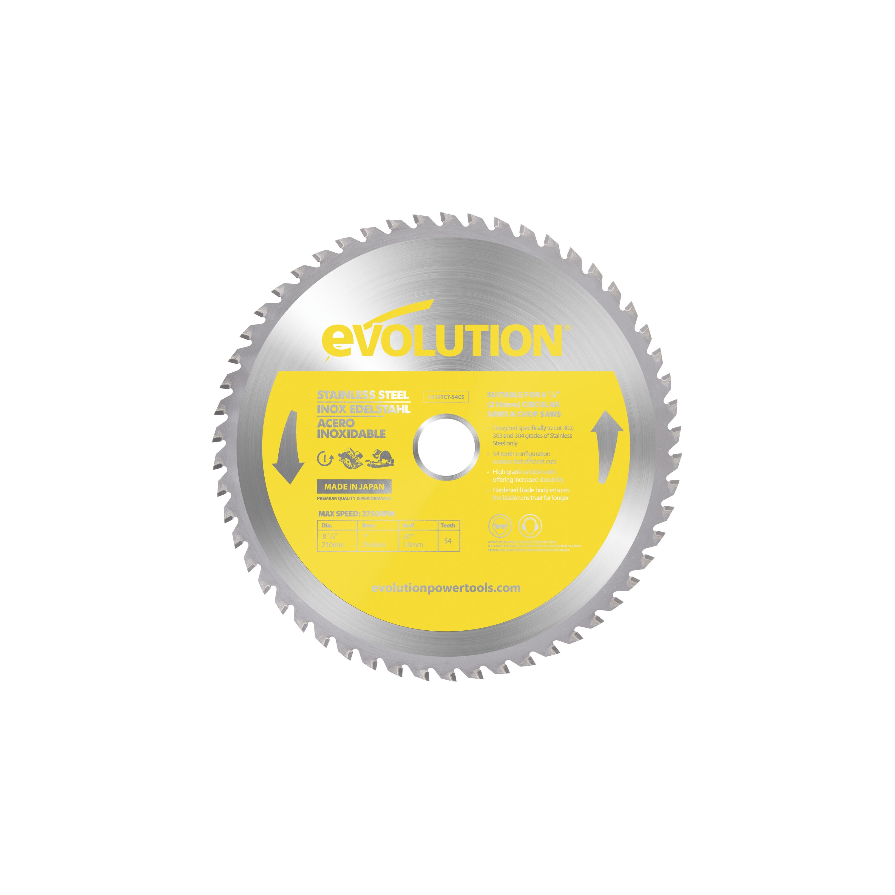 Evolution Power Tools S210TCT-54CS, Stainless Steel, 210mm - Image 1