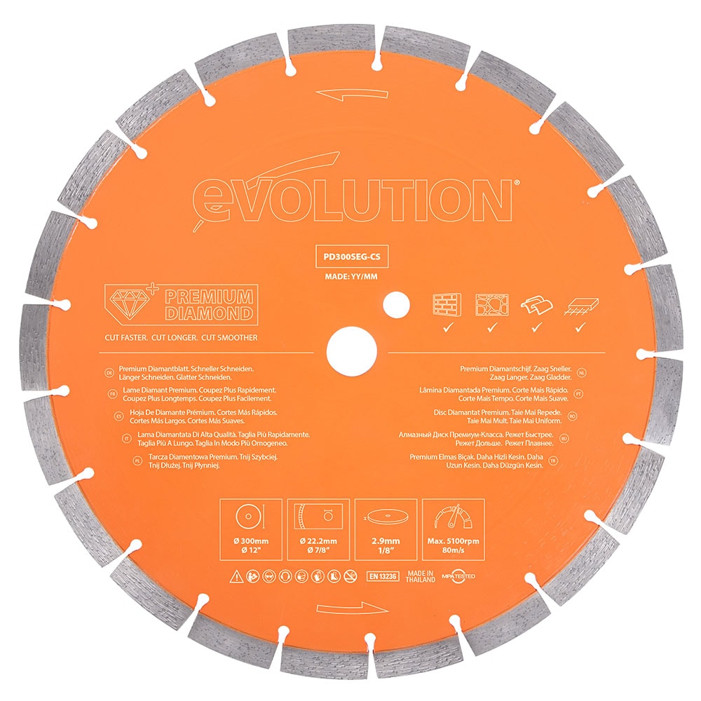 Evolution Power Tools Premium Diamond Blade 12-Inch for Disc Cutter, Concrete Saw | 1 Inch Arbor | High Diamond Concentration | Segmented Diamond Blade for Masonry, Brick, Stone, Roof Tile, Concrete - Image 1