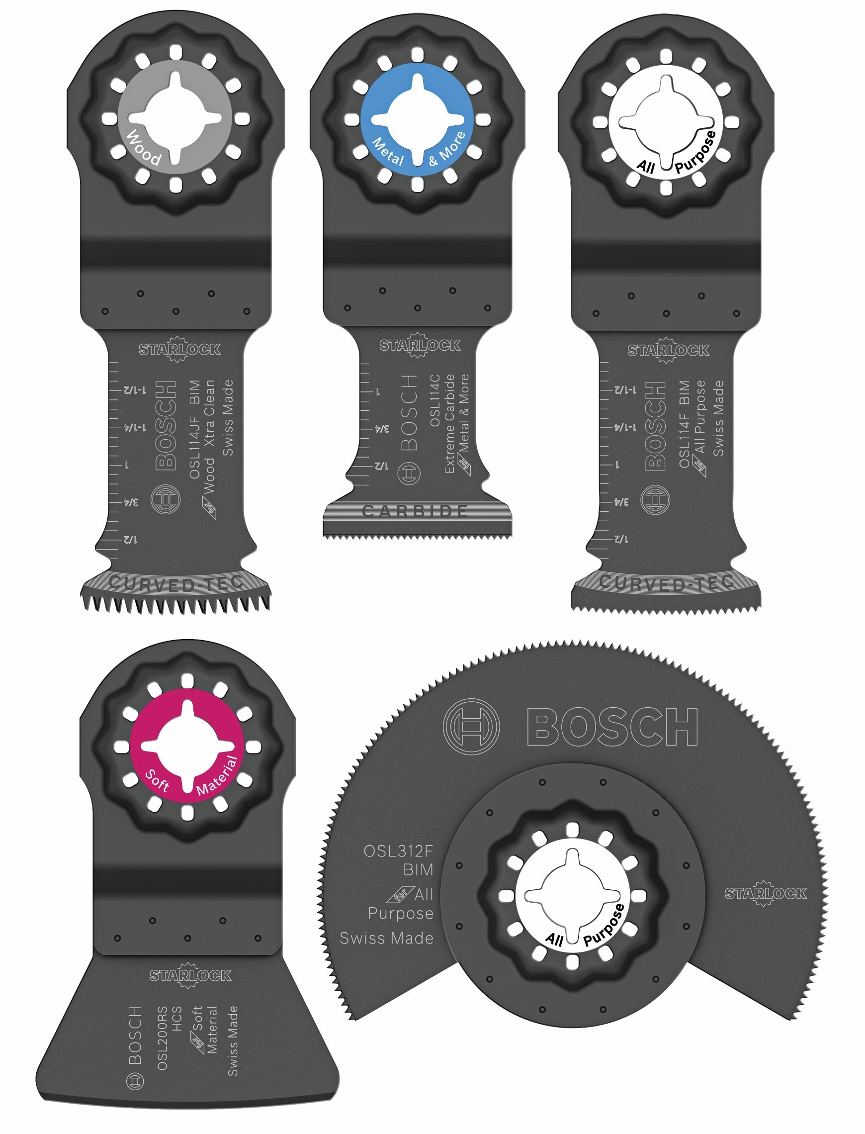 BOSCH OSL005L 5 pc. Starlock® Oscillating Multi-Tool Carbide Cutting Accessory Blade Set - Image 1