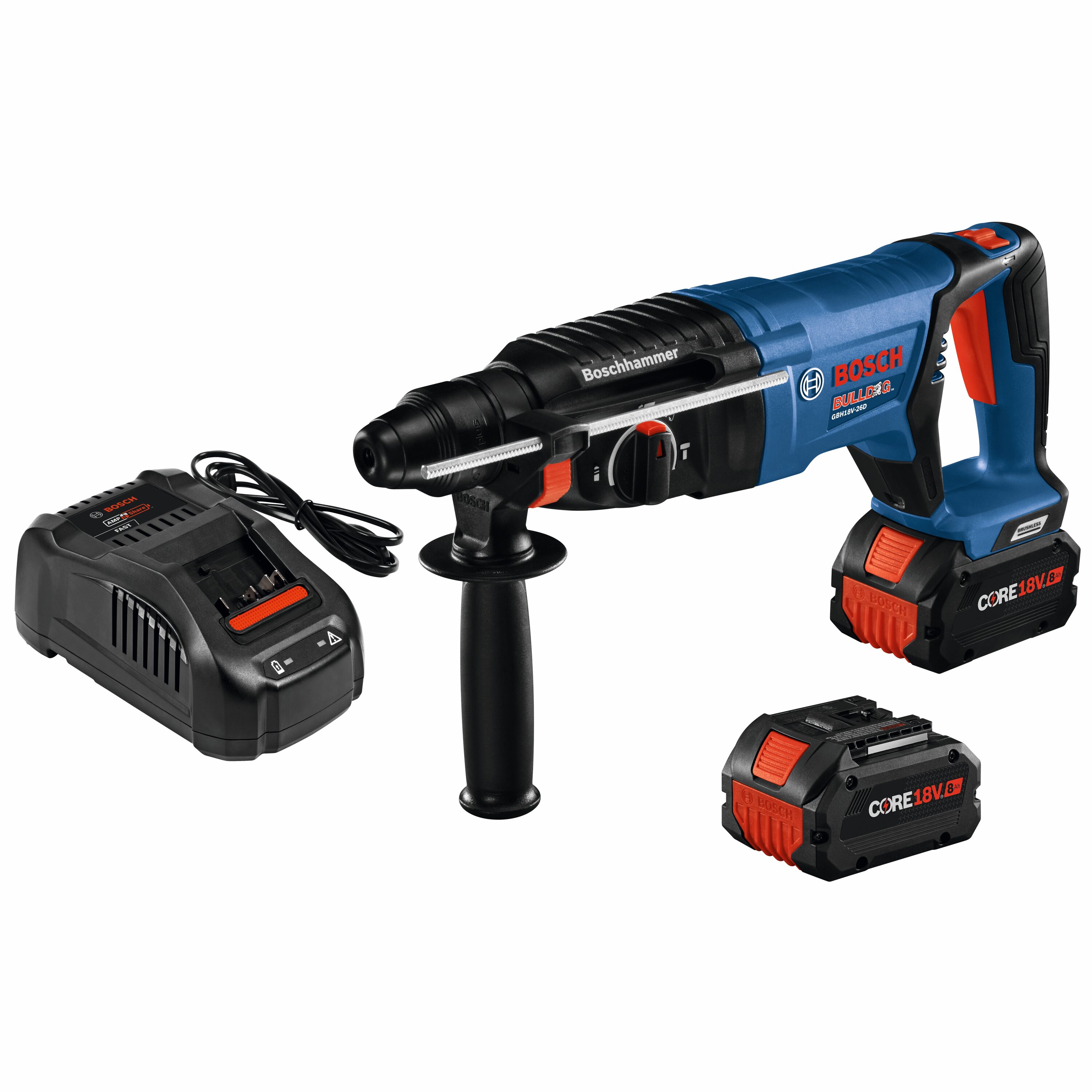 Bosch GBH18V-26DK24 18V EC Brushless SDS-Plus Bulldog 1-Inch Rotary Hammer Kit with Two CORE18V 8 Ah High Power Batteries (Renewed) - Image 1