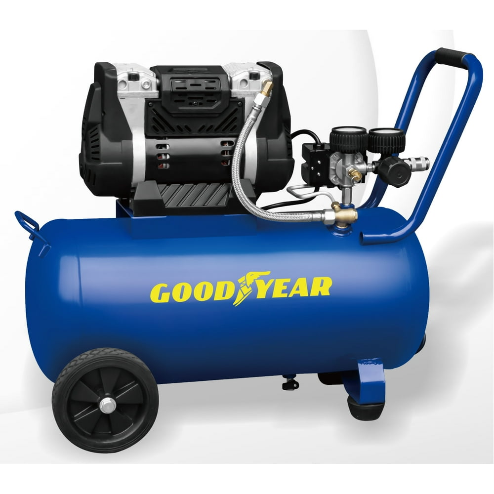 Goodyear. 8 Gallon Quiet. Oil-Free Horizontal Air Compressor. Portable with Handle and Wheels - Image 1
