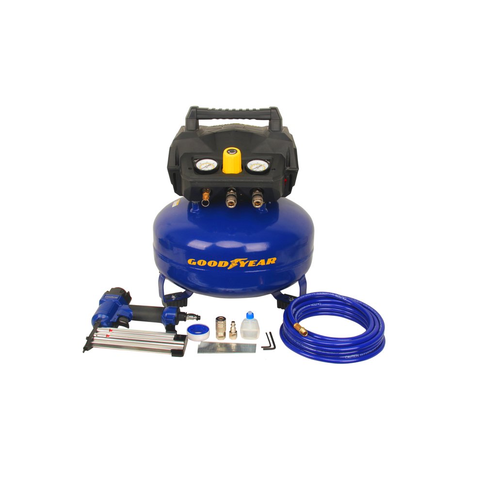GOODYEAR 6 Gallon Portable Pancake Air Compressor with 2" Brad Nail Combo Kit - Image 1