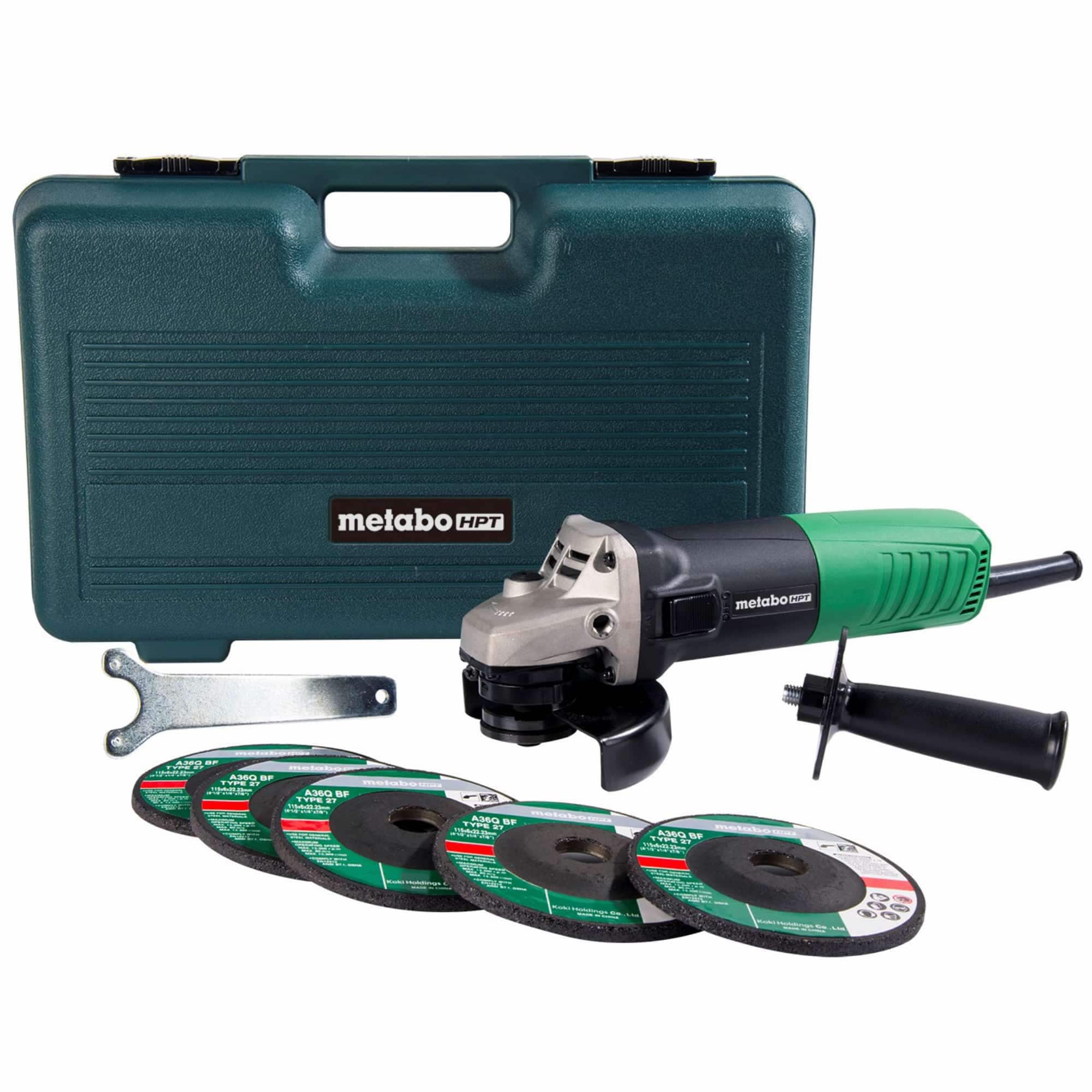 Metabo HPT 4-1/2-Inch Angle Grinder, Includes 5 Grinding Wheels & Hard Case, 6.2-Amp Motor, Compact & Lightweight, G12SR4 - Image 1
