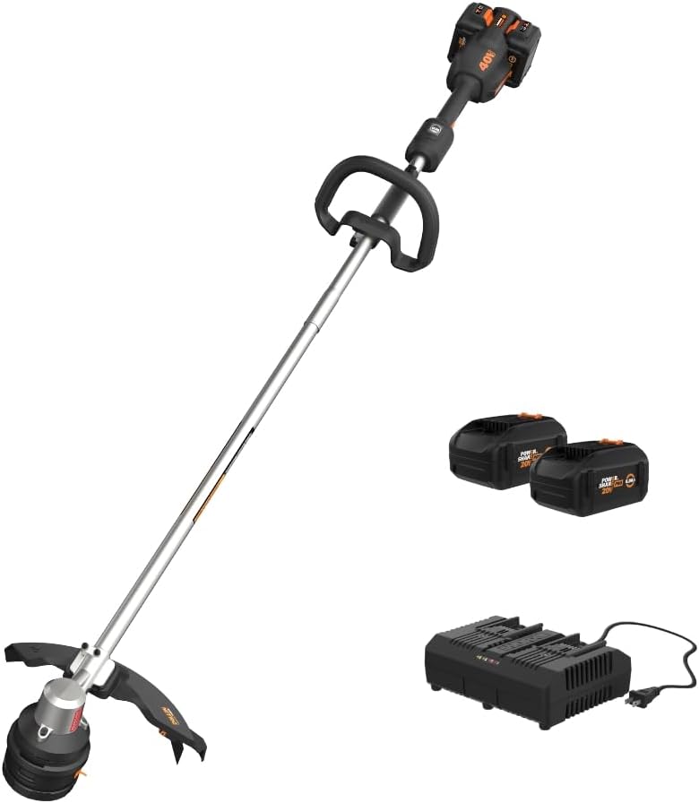 Worx Nitro 40V 15" Cordless String Trimmer with Brushless Motor, Powerful Grass Trimmer with Dual-Exit Bump-Feed Head, Lightweight Weed Trimmer Easy-Load Spool Head – Batteries & Charger Included - Image 1
