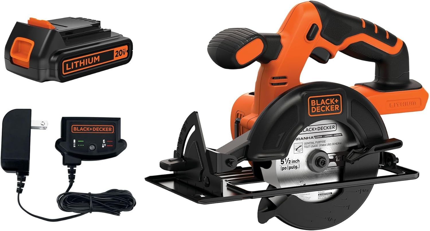 BLACK+DECKER 20V MAX POWERCONNECT 5-1/2 in. Cordless Circular Saw with Battery and Charger (BDCCS20C) - Image 1