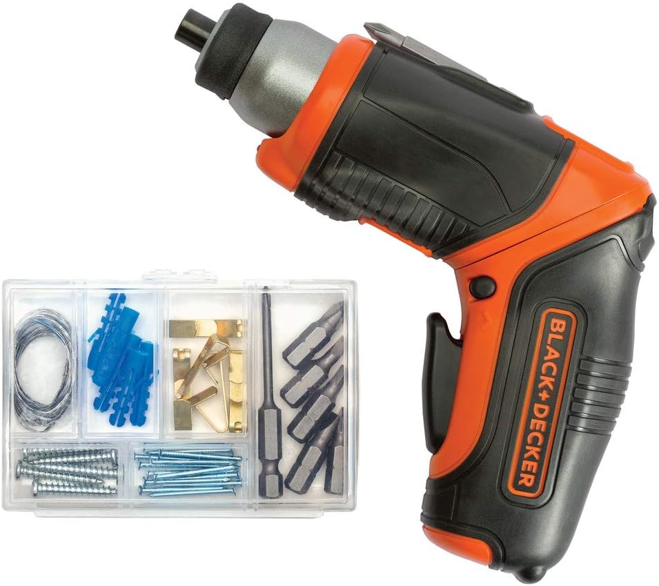 BLACK+DECKER 4V MAX* Cordless Screwdriver with Picture-Hanging Kit (BDCS40BI) - Image 1