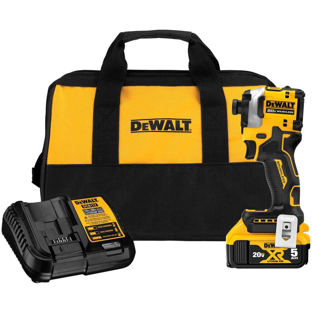 ATOMIC 20V MAX Lithium-Ion Cordless 1/4 in. Brushless Impact Driver Kit, 5 Ah Battery, Charger, and Bag - Image 1