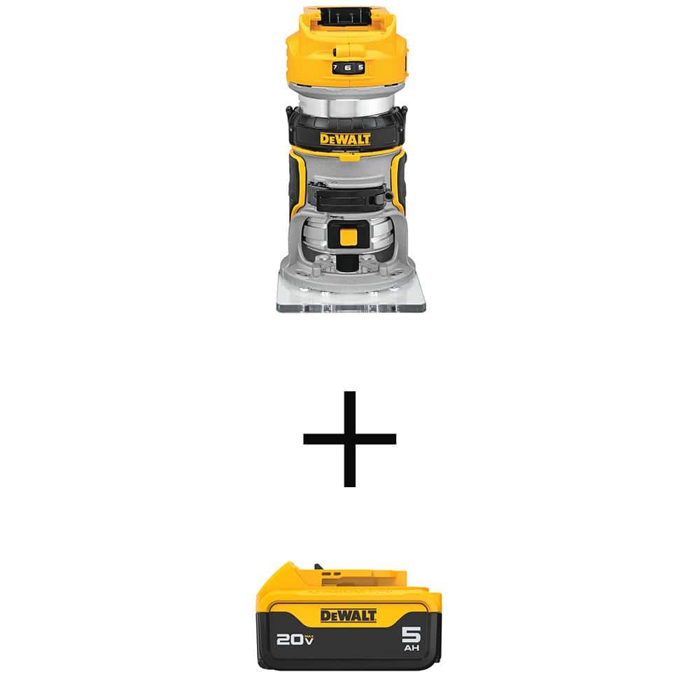 20V MAX Cordless Brushless Compact Router and (1) 20V 5.0Ah Battery - Image 1
