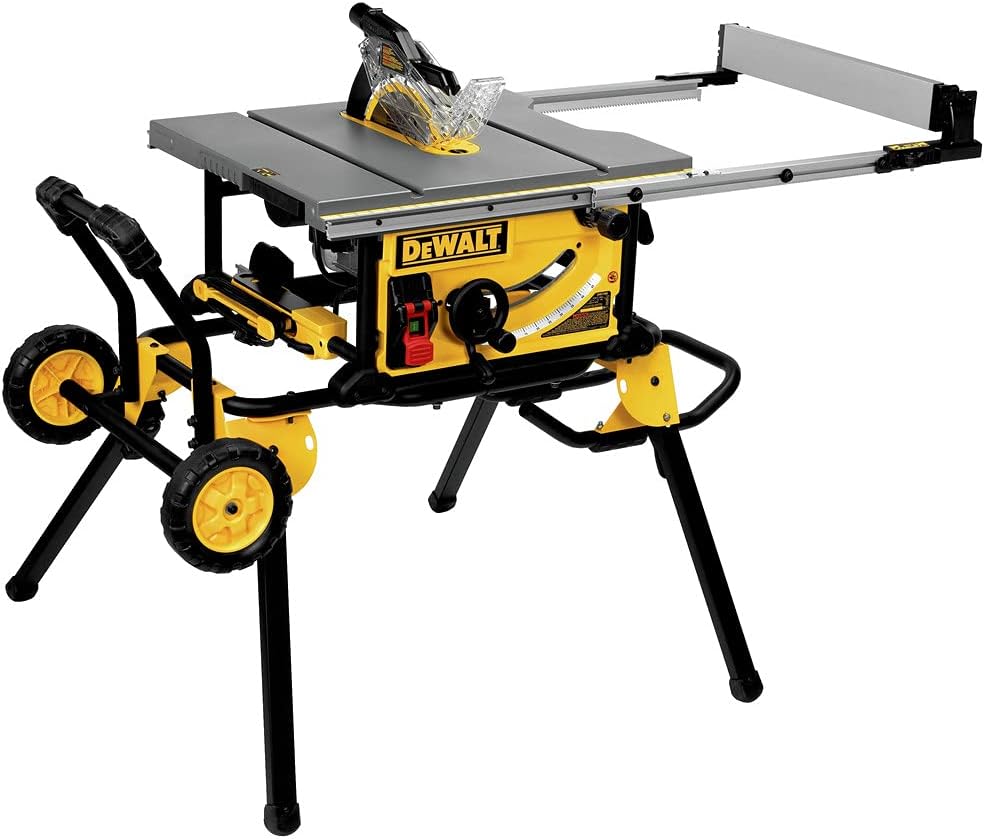 DEWALT Table Saw 10 Inch with Foldable Rolling Table Saw Stand, 15 Amp, 4800 RPM, 32-1/2-Inch Rip Capacity (DWE7491RS) - Image 1