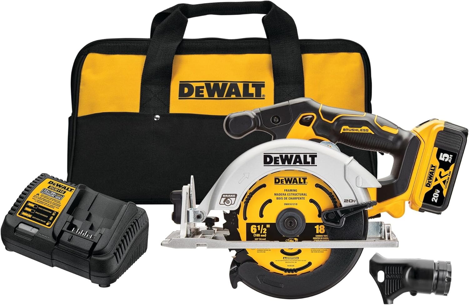 DEWALT 20V MAX* Circular Saw, 6-1/2-Inch, Cordless, Battery and Charger Included (DCS565P1) - Image 1