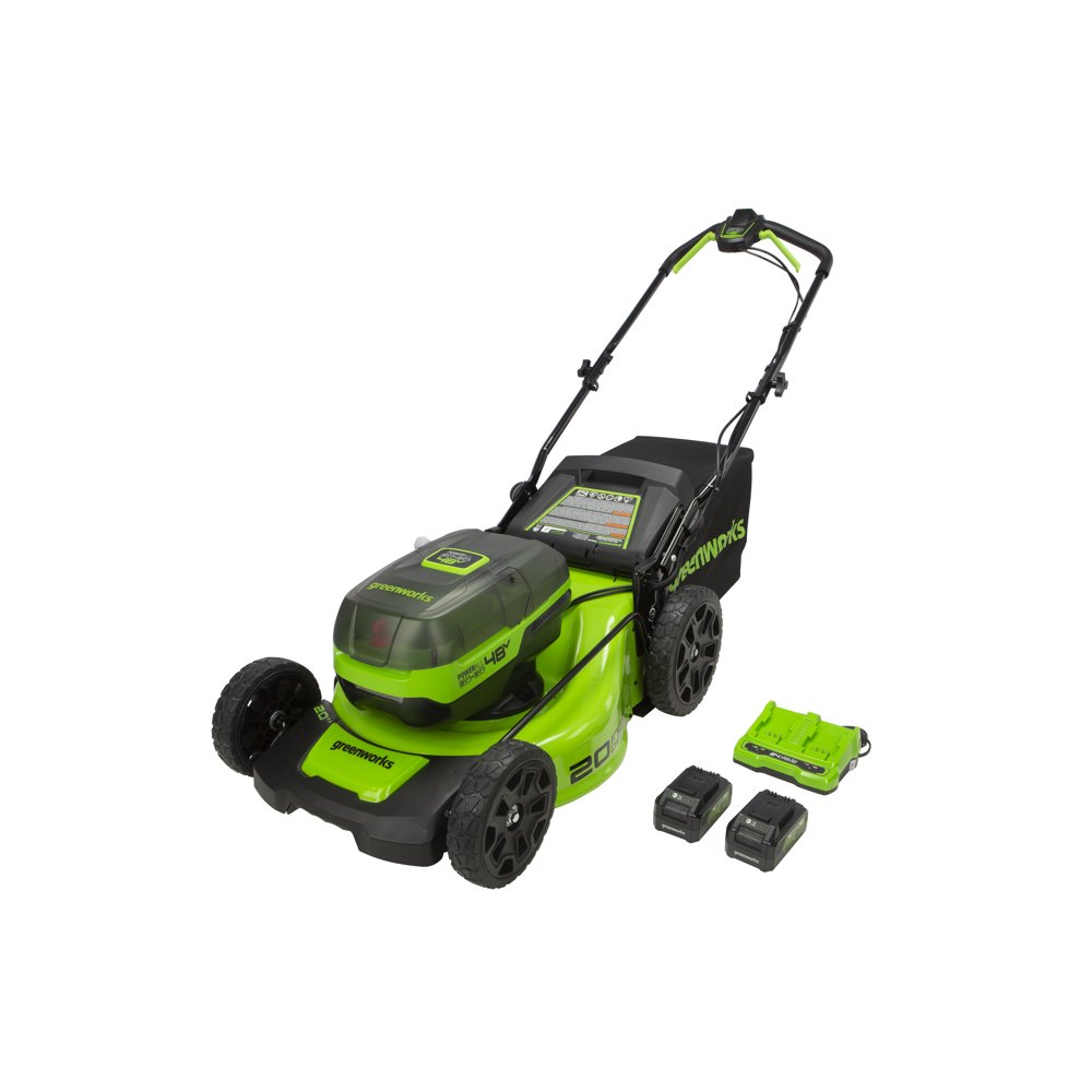 Greenworks 48V (2x24V) 20-inch Brushless Walk Behind Push Mower with (2) 4Ah USB Batteries and Dual Port Charger, 2532602 - Image 1