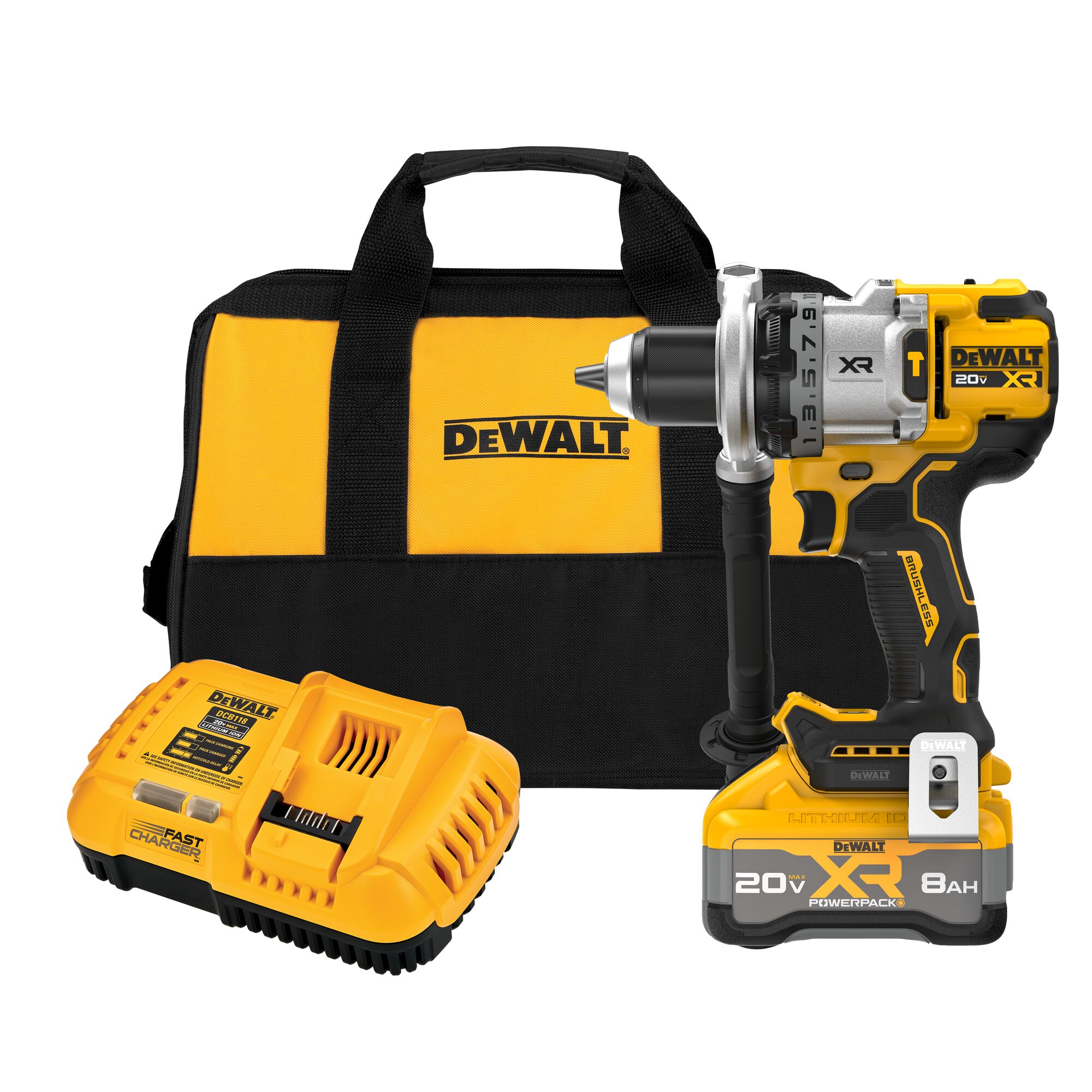 DEWALT 20V MAX XR 1/2 Inch Cordless Hammer Drill Kit with 8AH Battery and Charger (DCD1007WW1) - Image 1