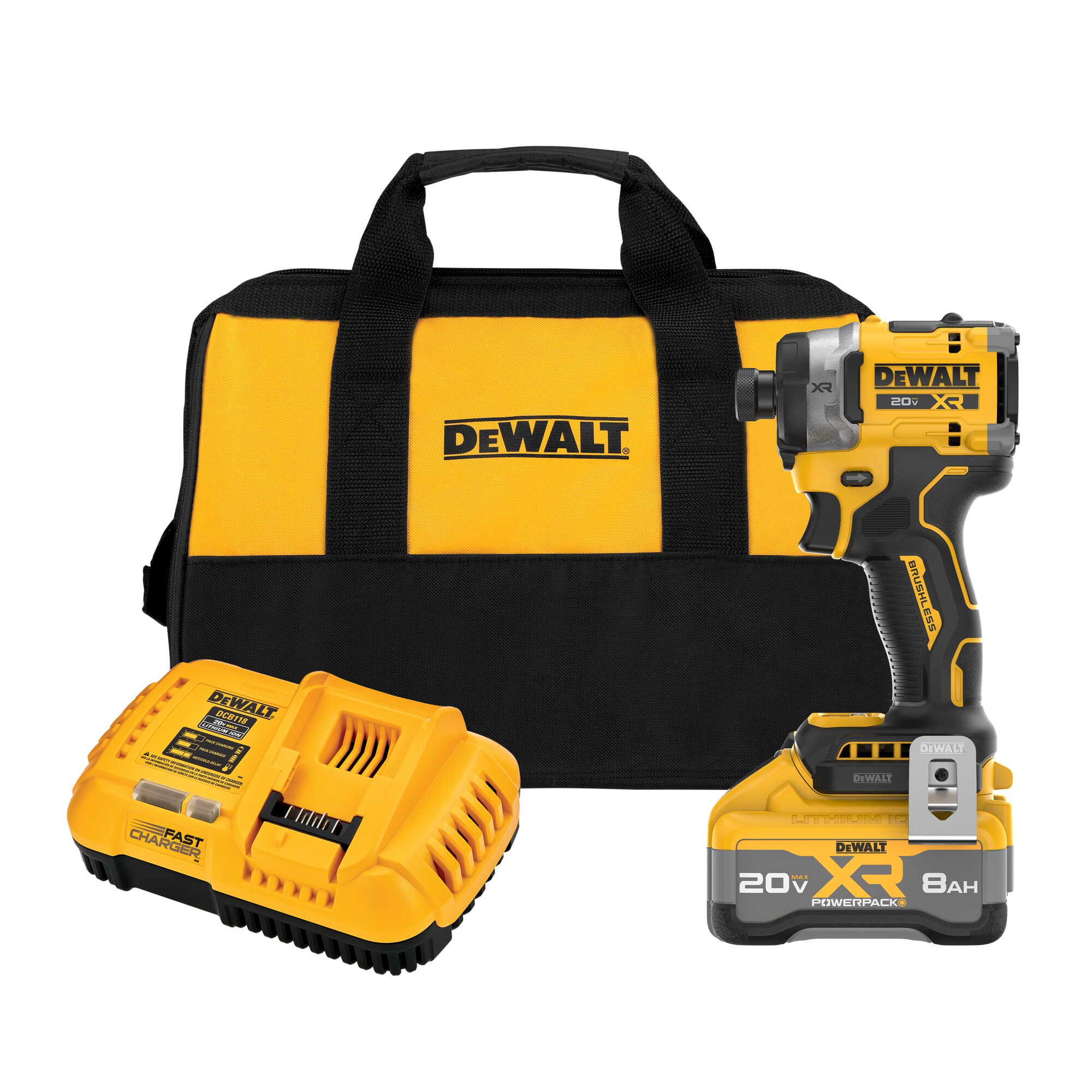 DEWALT 20V MAX XR 1/4 Inch Cordless Impact Driver Kit with 8AH Battery and Charger (DCF860WW1) - Image 1