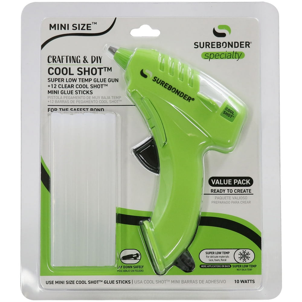 Surebonder Ultra Low Temperature Cool Shot Mini Size Glue Gun with 12 Glue Sticks - Image 1