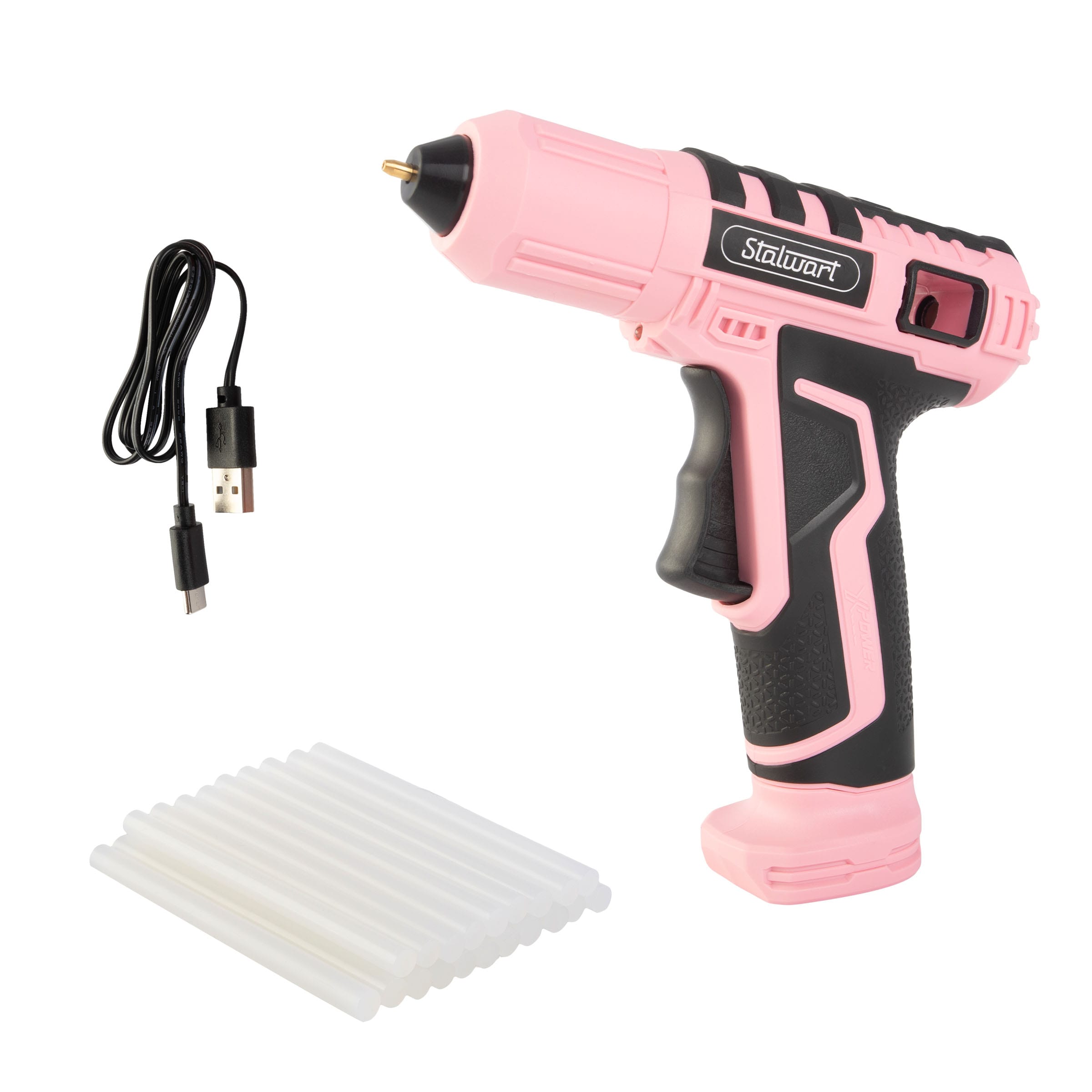 4V Cordless Hot Glue Gun - Wireless Glue Gun Kit with 15 Second Warm-Up Time and 20 Sticks - Crafting and Classroom Essentials by Stalwart (Pink) - Image 1