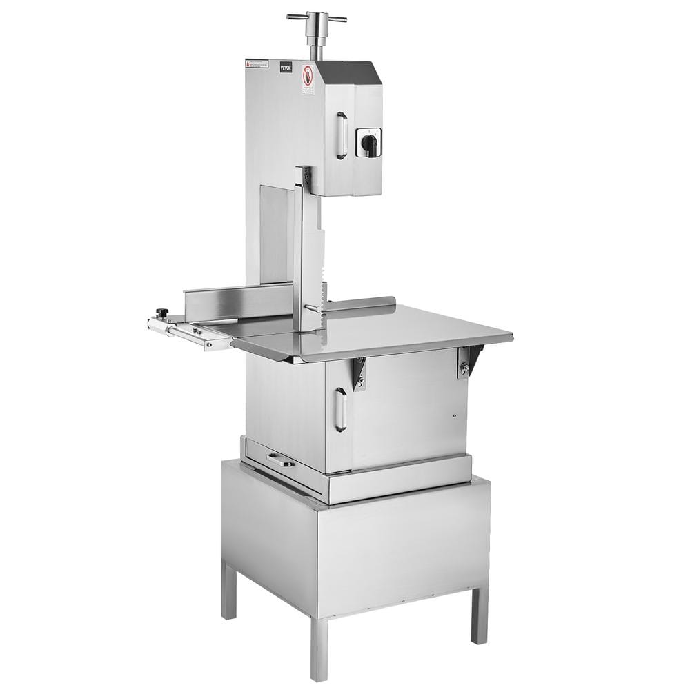 VEVOR Commercial Electric Meat Bandsaw, 2200W Stainless Steel Vertical Bone Sawing Machine, Workbeach 24.4" x 20.5", 0.16-8.7 Inch Cutting Thickness, Frozen Meat Cutter with 6 Blades for Rib Pork Beef - Image 1